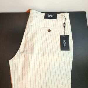 BOSS Men's White Pinstripe Pants
